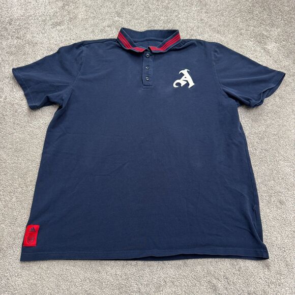 Adidas Arnesal FC 22/23 Travel Polo Shirt Mens XL Navy Blue Cotton Casual Active - Picture 1 of 16
